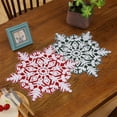 thumbnail image 7 of Snowflake Table Runner, Heat Insulating Mats, Christmas Decoration Supplies, Washable Polyester Placemat for Holiday Dining Table Setting, 14.96x14.96 Inches, Red and Green, 7 of 7