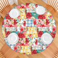 thumbnail image 2 of Pioneer Flower Floral Print Pattern Round Fitted Tablecloth with Elastic Edge,Dining Table Cover Waterproof,Outdoor Round Tablecloth for Camping,Dining,Indoor and Outdoor, 2 of 7