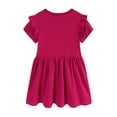 thumbnail image 3 of School Uniform for Girls Ruffle Ruched Short Sleeve Crew Neck Cartoon Print Breathable Dress Back-To-School Dresses for Girls 2 Years, 3 of 7