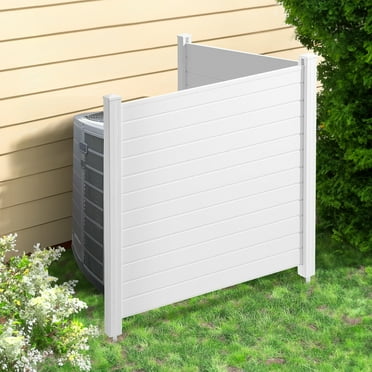 KFFKFF Vinyl Privacy Fence 50" W x 50" H 2-Panel PVC Outdoor Privacy Screens, Air Conditioner Fence Panels Trash Can Fence Pool Equipment Enclosure for Garden, Patio