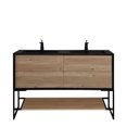 thumbnail image 1 of SERA 60" Fleur Bathroom Vanity Black and Rough Oak with Open Shelf and Metal Frame, 1 of 4