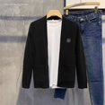 thumbnail image 1 of Cárdigan de chenilla bordado en forma de B para otoño e invierno, suéter de punto sencillo de moda de estilo coreano para hombre, chaqueta fina informal, 1 of 6