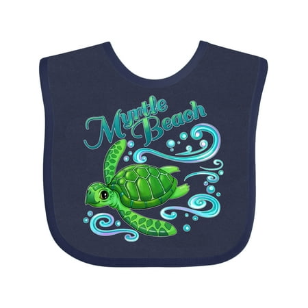 

Inktastic Myrtle Beach Cute Sea Turtle with Waves and Bubbles Gift Baby Boy or Baby Girl Bib