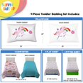 thumbnail image 3 of Sunny Side Up Rainbow Unicorns Juego De Edredón Para Niños Pequeños – Ropa De Cama Preescolar De 4 Piezas Incluye Sábanas De Edredón Y Funda De Almohada – Juego De Cama De Microfibra Floral Rosa Súper, 3 of 7