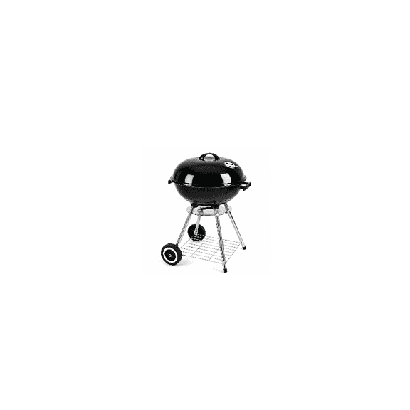 Round Kettle Charcoal Grill, Portable Outdoor BBQ Grill with Wheels & Storage Shelf for Backyard Patio Camping Cooking