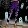 thumbnail image 5 of YOIAVAIOY Halloween Witch Tights for Women High Waisted Ankle Length Leggings Spooky Season Costume Party Dress up Purple S, 5 of 9
