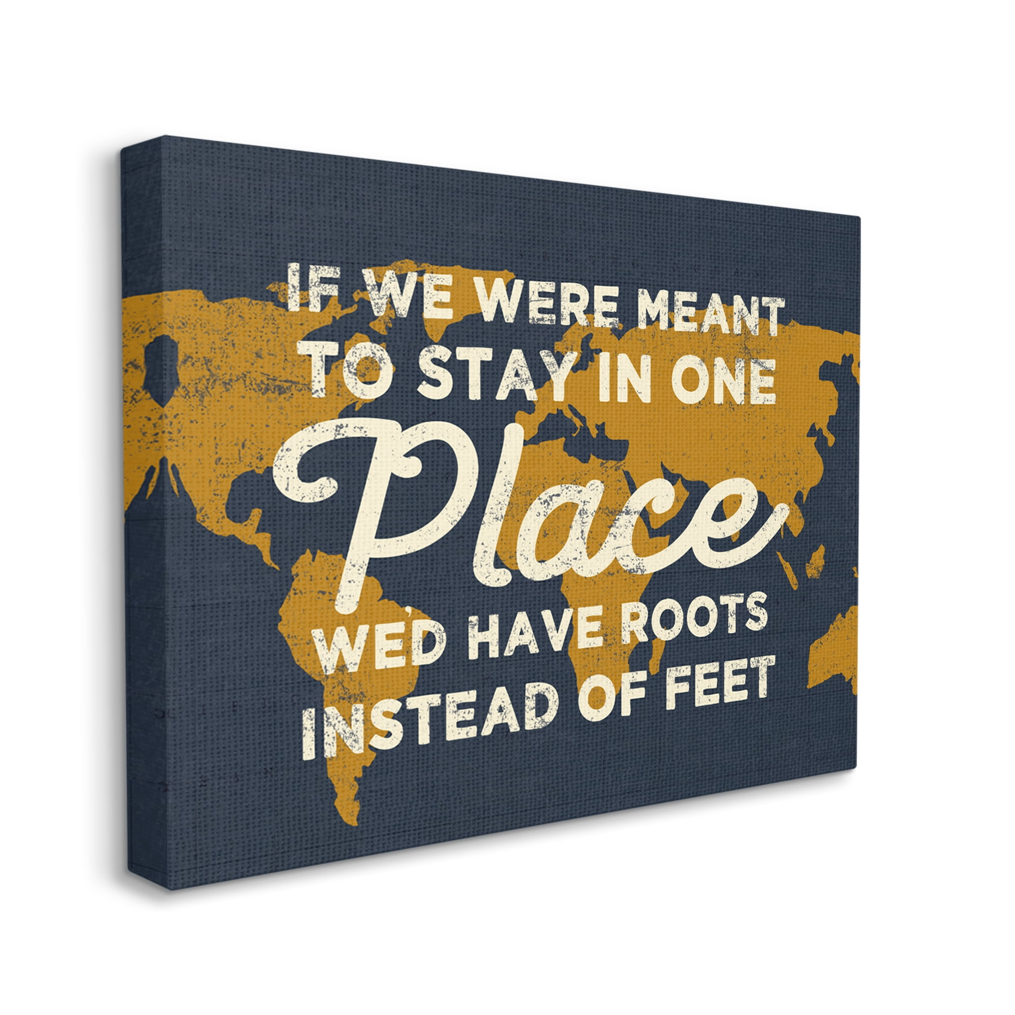 Stupell Industries We'd Have Roots Encouraging Travel World Map Sign,48 x 36, Design by Daphne Polselli
