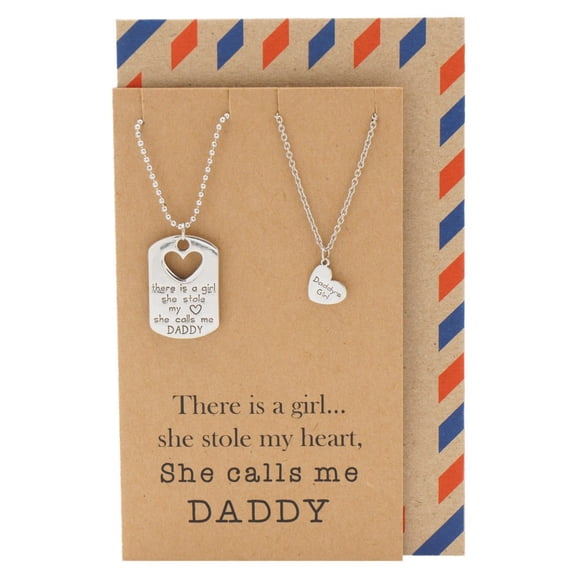 Quan Jewelry Father and Daughter Necklace, Inspirational Father's Day Gift from Daughters