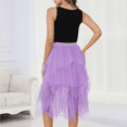 thumbnail image 3 of Women's Solid Color Irregular Tulle Skirt, A Line High Waist Midi Layered Mesh Party Skirt for Halloween, Prom, Wedding, Cosplay and Festival Purple M, 3 of 6