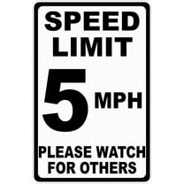 Safety Sign Notice Danger Warning 12x16 Tin Sign Decor Speed Limit 5 MPH Sign