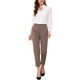 thumbnail image 2 of Pantalones de trabajo de mujer Inspire Chic de cintura alta con elástico en la parte posterior, longitud hasta el tobillo, color marrón sólido, 2 of 6