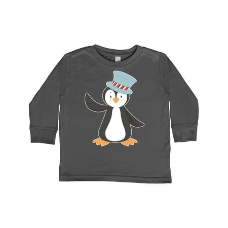 

Inktastic Penguin With Blue Top hat Gift Toddler Boy or Toddler Girl Long Sleeve T-Shirt