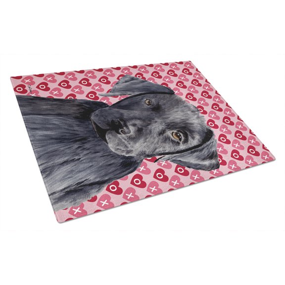 Caroline's Treasures Labrador Black Hearts Love and Valentine's Day Glass Cutting Board Large