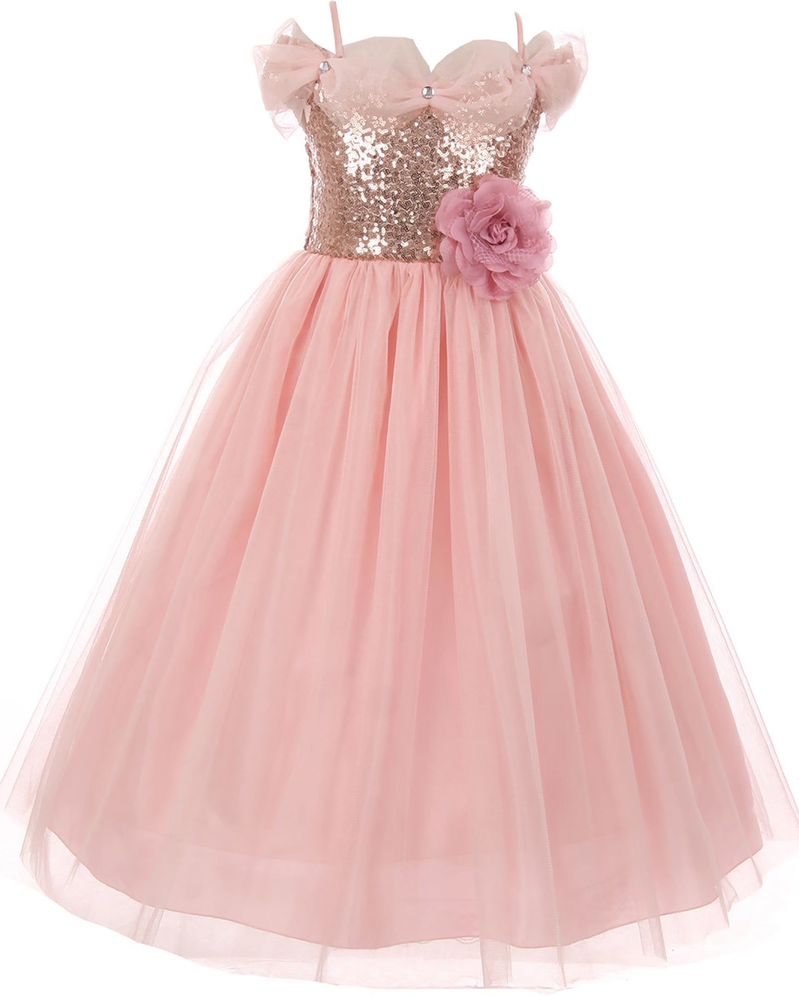 Little Girls Dress Sequin Glitter Off Shoulder Tulle Holiday Party