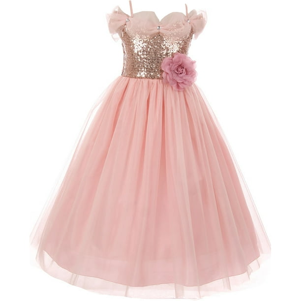 Dreamer P Little Girls Dress Sequin Glitter Off Shoulder Tulle
