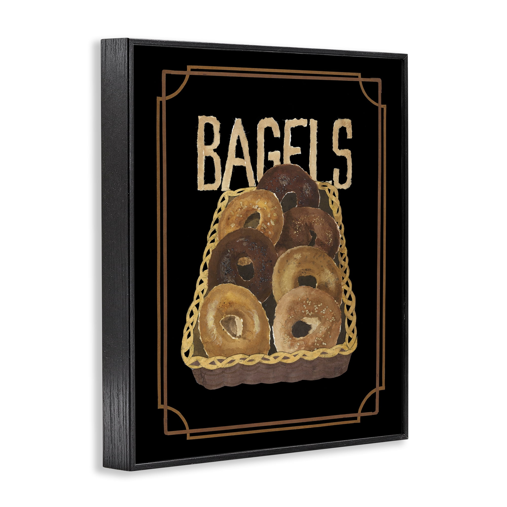 Stupell Industries Basket Of Bagels Food & Beverage Painting Black Framed Art Print Wall Art, 16 x 20