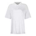 thumbnail image 3 of Knosfe Golf Polo Shirts for Women Business Collared Summer T Shirts Casual V Neck Button Down Shirts Solid Color 2024 Short Sleeve Dressy Blouses White XL, 3 of 4