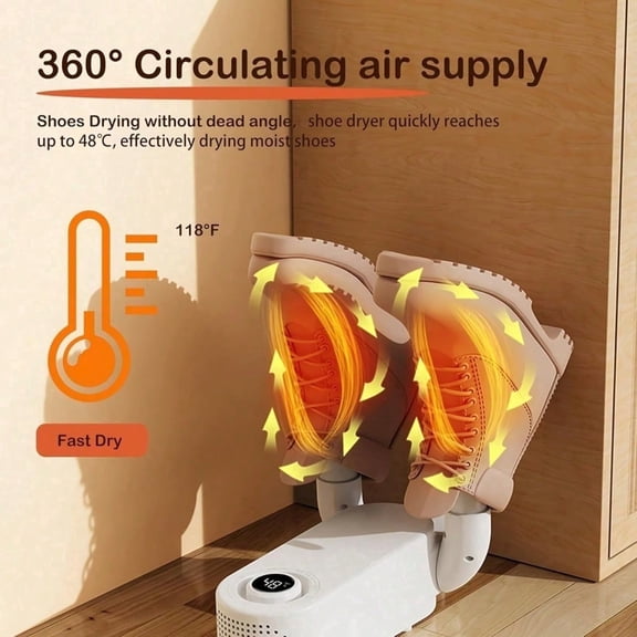 Electric Shoe Dryer with Timer Auto Shut-off, Heated Boot Dryer for Work Boots Sneakers Socks, Portable Odor Eliminator