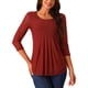 thumbnail image 1 of BLUSA TUNIC DE CUELLO REDONDO Y MANGA 3/4 PLEATADA CASUAL DE MUJER INSPIRE CHIC XL ROJO VINO, 1 of 5