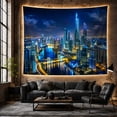 thumbnail image 6 of Aerial Nighttime Cityscape With Photograph, Mystical Fantasy for Space Lovers, Galaxy Room Decor, Valentine's Day Gift, Tapestry Wall Hanging for Bedroom and Dorm, 6 of 7