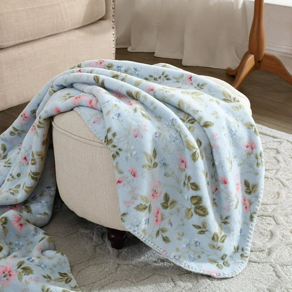 Laura Ashley Coco Plush Reversible Throw, 60" x 70"