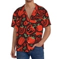 thumbnail image 7 of Lsque Tomatoes And Chili print Men's Cuban Collar Short Sleeve Shirt Summer Beachwear Casual Button Down Fashionable Vacation Leisure Shirt-Medium, 7 of 7