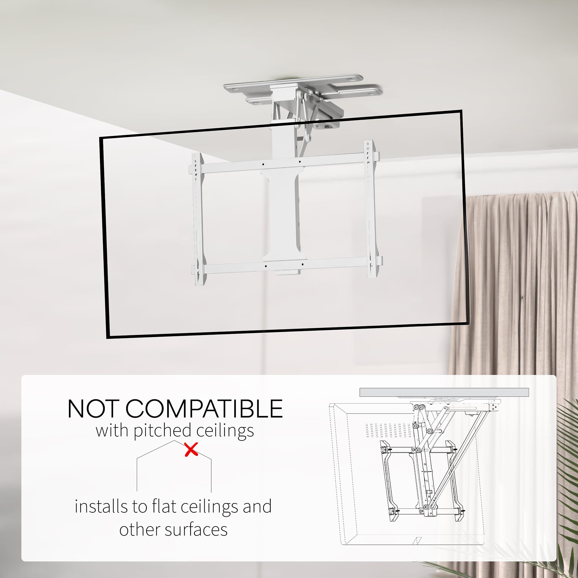 VIVO White Electric Swivel Flip Down Ceiling TV Mount for 32" to 70" Screen