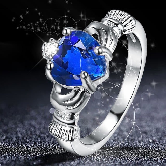 Bradem Rings Clearance! Gold Plated Rings Love Rings Stackable Rings for Women Rings for Women and Men, Blue, 9 Lady Ring Clearance Sale, 1X Ring