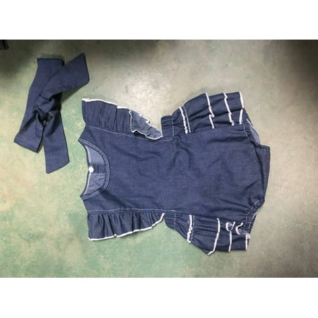 

Baby Girls 0-24M Denim Ruffle Romper Headband Princess Outfits