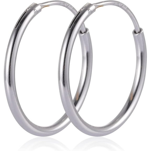 925 Sterling Silver Hoop Earrings Endless Unisex Small Hoop Earrings 15mm Gold Plating Cartilage Huggie Hoop Earrings for Women Men