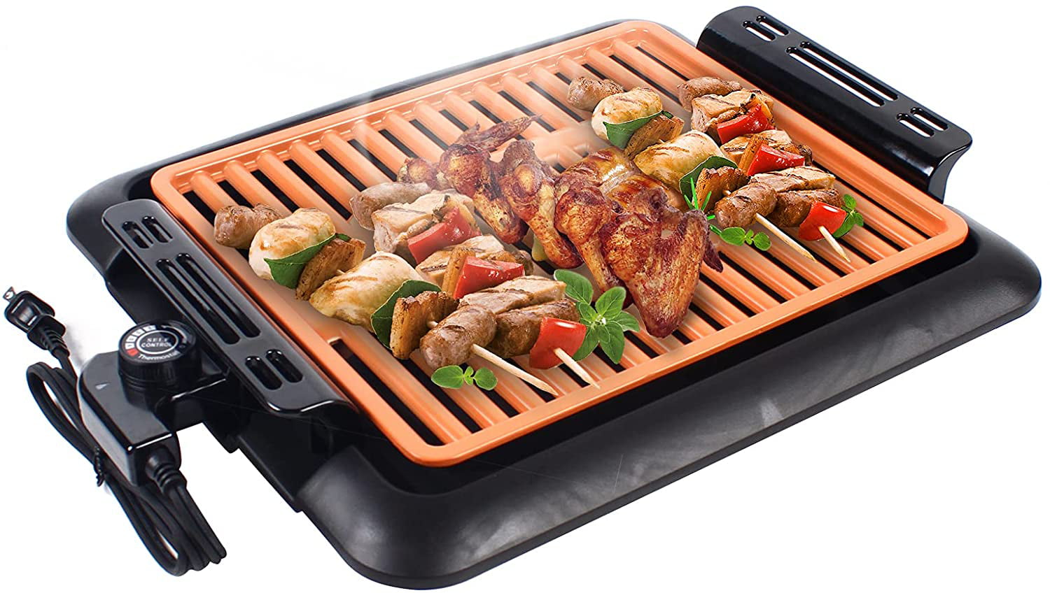 Asdomo Extra Large Teppanyaki Healthy Grill Variable Temperature Grill 1300 W Electric Heating BBQ Household Smokeless Barbecue Machine Electric Oven Grill Meat Machine