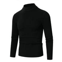 TFEOQRY Men's Mock Neck Sweater Ribbed Knitted Long Sleeve Solid Pullover Fall Winter Thermal Tops Black