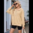 thumbnail image 4 of Suéter Holgado de Larga con Capucha y Bolsillos con Cremallera para Mujer, Otoño e Invierno Albaricoque L, 4 of 10