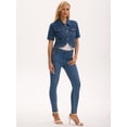 thumbnail image 7 of DARING DIVA Women's Short Sleeve Button Down Denim Jackets with Pockets L Blue, 7 of 7