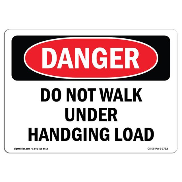 SignMission OS-DS-A-1218-L-1762 12 x 18 Po Signe de Danger OSHA - Ne Marchez Pas sous une Charge Suspendue