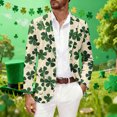 thumbnail image 2 of BLTIBY Men's St. Patrick's Day Corduroy Blazer Shamrock Jacket Button Loose Work Lapel Coat with Pockets Green 8 4XL, 2 of 5