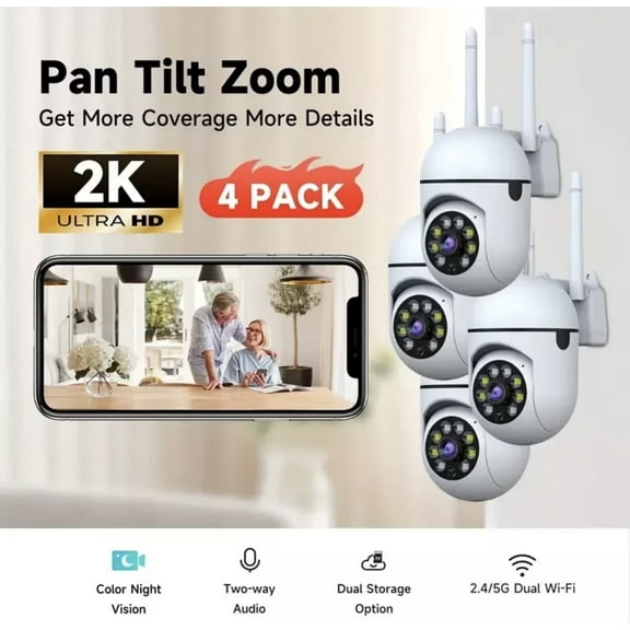 4-Pack Wireless 5G WiFi Security Camera System Smart Outdoor Night Vision 1080P