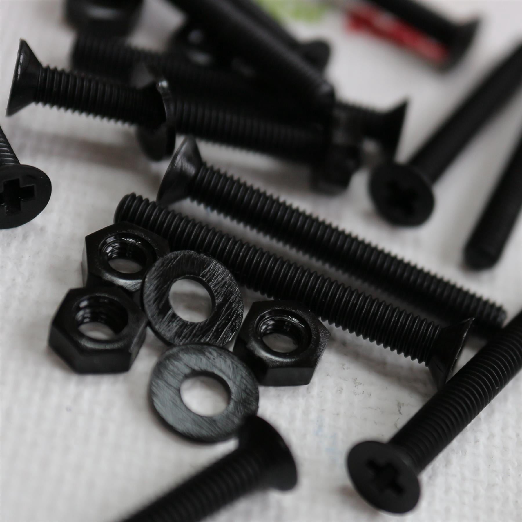 50 x Black Nylon Countersunk plastic machine screws, M3 x 25mm, Plastic Bolts, Nuts & Washers, (3/32 x 1 in)