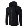 thumbnail image 5 of WTOBBY Men's Full Zip Up Plush Hooded Sweatshirt, Long Sleeve Pullover Jacket with Pockets, Tall Sizes Available for Casual and Outdoor Use,Black L, 5 of 6