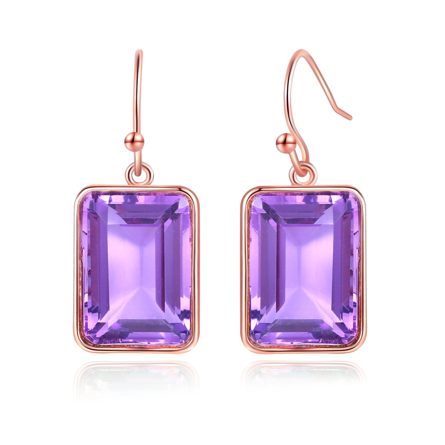 Purple Amethyst Drop Earrings in Copper Metal Bead Jewelry February Birthstone Handmade Gift for Her Wire Dangle Fishhook Earrings