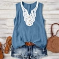 thumbnail image 6 of Karymi T Shirts for Women Sleeveless Lace Trim V‑Neck Tank Top, Solid Fake Linen Crinkle Textured Loose‑Fit Casual Vest, Relaxed Wide Strap Sleeveless Top Womens Tops, 6 of 8