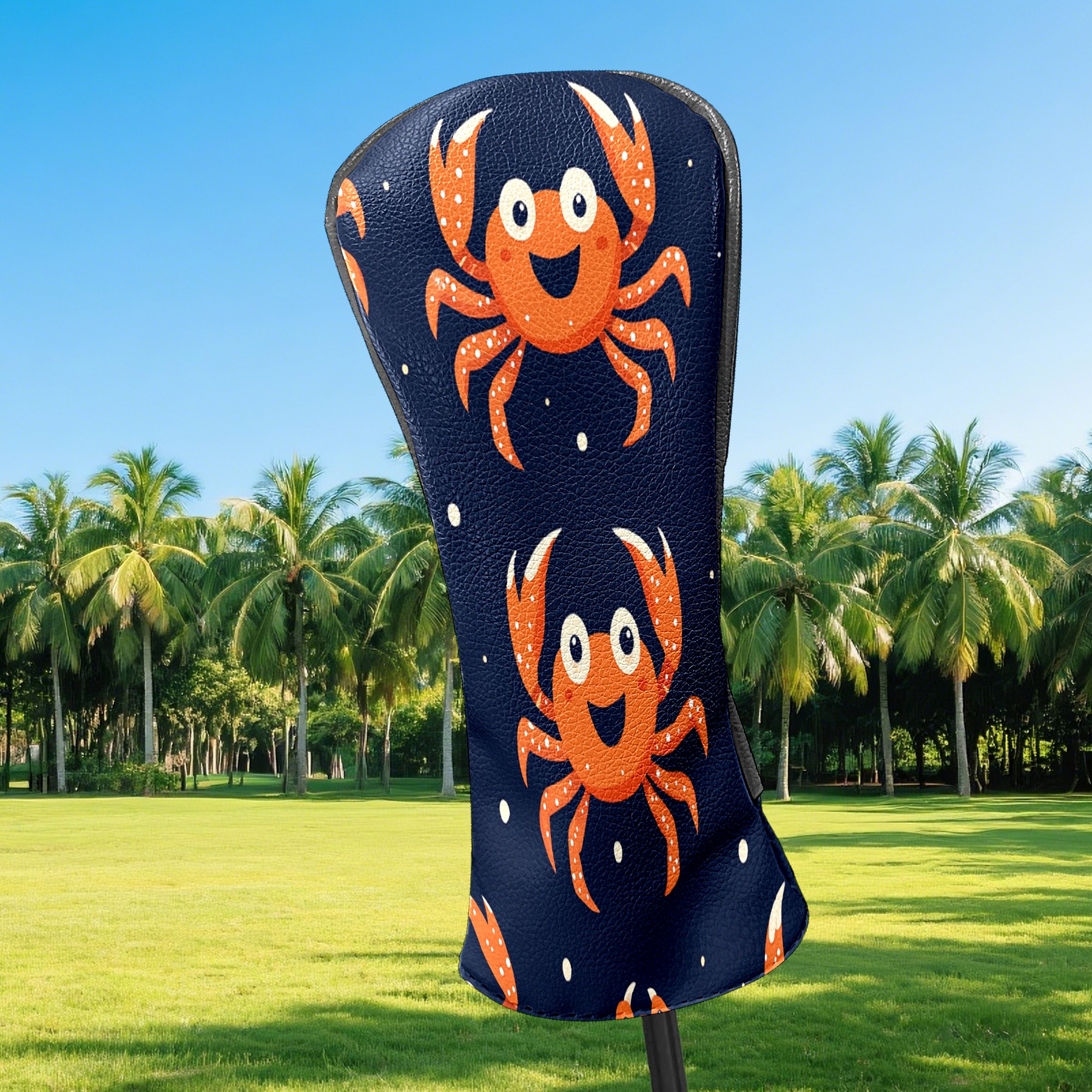 Golf Club Covers PU Leather Waterproof Head Covers for Fairway Woods Hybrids Crab Pattern