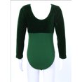thumbnail image 3 of iiniim Kids Girls Classic Long Sleeves Leotard for Gymnastics Ballet Dance Velvet Splice Bodysuit Green 110, 3 of 7