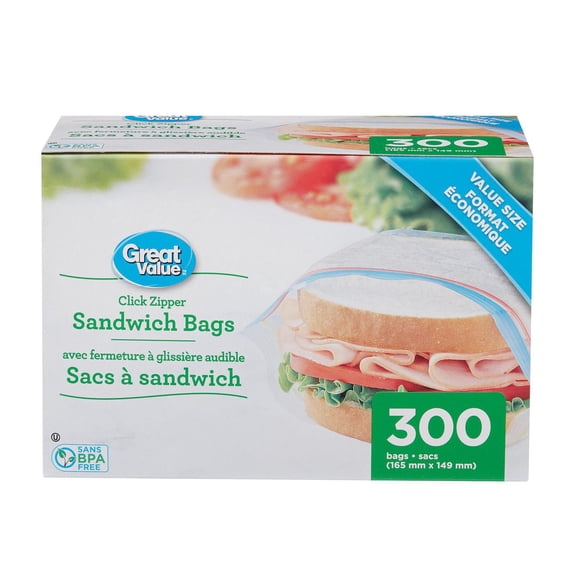 Great Value, Sandwich Bags, 300 Bags
