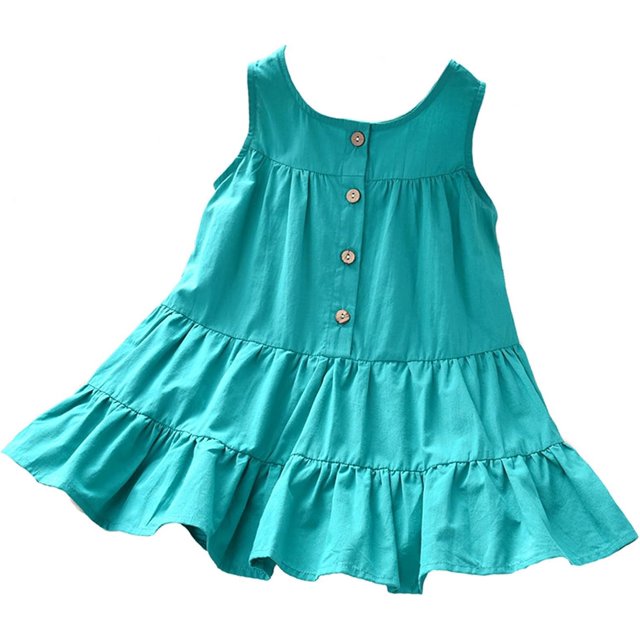Huggegwe Robe d'Été pour Fille Tout-Petit Vêtements pour Enfants Léger et Confortable Robe Décontractée Sans Manches AZ824-22848