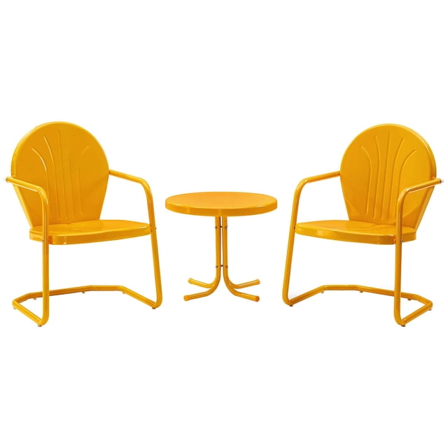 Crosley Furniture Griffith Ensemble de Conversation de Patio en Métal 3 Pcs, Couleur Mandarine