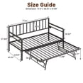 thumbnail image 3 of DEALTOPS Twin Daybed with Trundle, Metal Day Bed Frame with RGB LED Lights & Charging Station, Black, 3 of 8