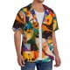 thumbnail image 2 of Fotbe Abstract Musical Faces Camisa Estampada de Manga Corta para Hombre, Casual de Verano, Estilo Playero, Sin Arrugas-Small, 2 of 5