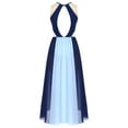 thumbnail image 6 of iEFiEL Womens Lyrical Dance Dress Ballroom Dance Performance Costume Sleeveless Split Sheer Mesh Maxi Leotard Dress Blue XXL, 6 of 7