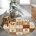 thumbnail image 3 of Flowers Patchwork Round Area Rug 3 FT, Small Kitchen Bathroom Mat, Brown Farmhouse Country Plaid Washable Indoor Outdoor Throw Runner Carpet Non-Shedding Doormat for Table Shower Sofa Entryway, 3 of 8